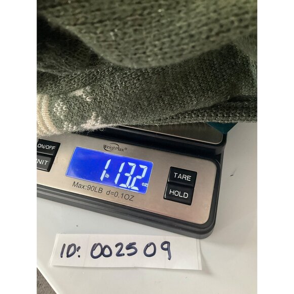 VTG Roger Sz Large Olive Green Cardigan Sweater wool blend Novelty Cows Goats - Picture 10 of 10